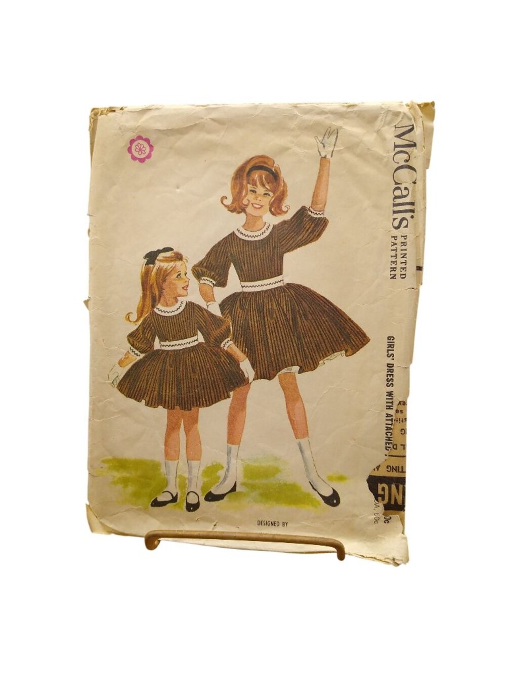 Vintage Sewing PATTERN McCalls 6496 Child Sz 4 Girl Dress w Attached Petticoat